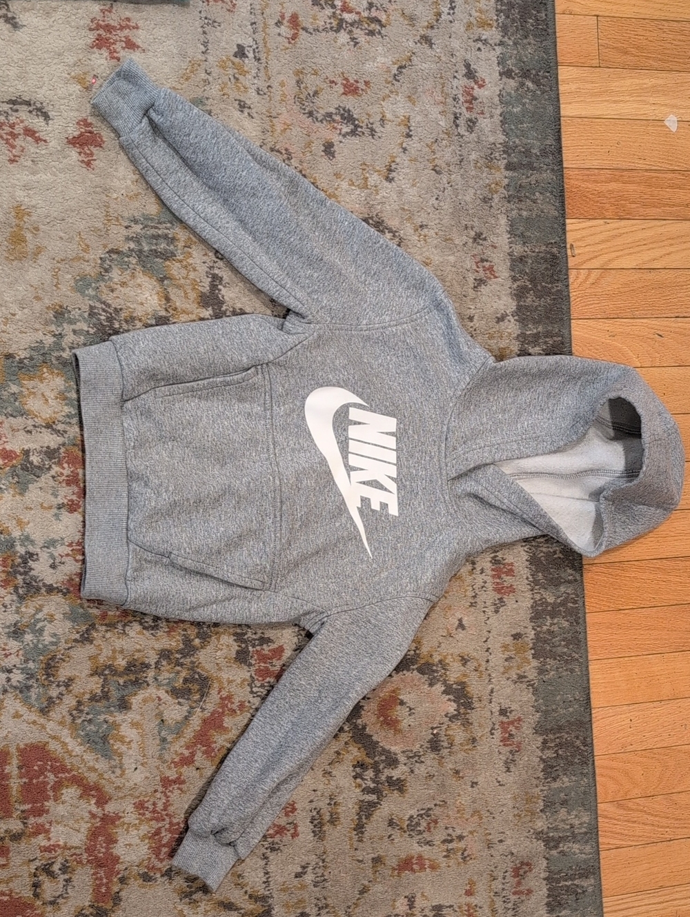 Nike Gray Pullover Hoodie with White Swoosh Logo